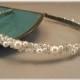Bridal Tiara - Wedding Hair Accessories - Head Band - Bridal White Pearl and Clear Crystal Tiara