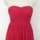 Red Sweetheart Bridesmaid Dress Long Chiffon Red Strapless Dress-Custom Dress