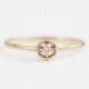 Unique engagement ring, tiny diamond ring, diamond stacking ring, hexagon ring, 14k yellow gold, rose gold, white gold option