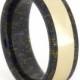 Lapis Mokume Gane Ring with 14k Yellow Gold Inlay, Wedding Band