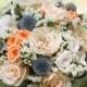 Rose Wedding Bridal Dried Flower Bouquet with Peach and Blue Accents for Romantic or Fall Wedding