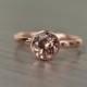 Zircon Dusty Rose Pink Gold Ring, 2.5ct round Engagement Ring, solid yellow rose white gold bezel - Blaze Solitaire