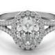 Oval Forever One Moissanite & Diamond Split Shank Ring, Oval Moissanite Engagement Rings, WeddingBee, Jewelry Rings, Split Moissanite Rings