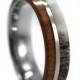 Cherry Wood and Deer Antler Wedding Ring for Men, Titanium Band with Wood and Antler Inlay, Titanium Wedding Band
