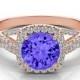 Tanzanite & Diamond Braided Ring 14k Rose Gold, Tanzanite Gemstone Rings, Etsy, Ebay, Raven Jewelers