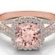 Morganite & Diamond Braided Ring 14k Rose Gold, Morganite Jewelry Gifts for Women, Wedding Jewelry