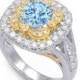 Vintage-Style Aquamarine & Diamond Ring, Anniversary Gemstone Rings, Antique Jewelry, Gemstone Wedding Gifts for Women