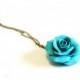 Turquoise Rose Necklace - Pendant, Rose Charm, Love Necklace, Bridesmaid Necklace, Flower Girl Jewelry, Turquoise Bridesmaid Jewelry