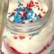 Red, White, And Blue Cake In A Jar
