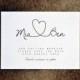 PRINTABLE Save The Date PDF - Personalised Simple Calligraphy Heart Wedding Save The Date - DIY Digital Download Only