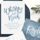 blue wedding invitation - navy blue - wedding invitation - watercolor