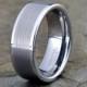 Brushed Tungsten Ring, Mens Women's Tungsten Wedding Band, Polished Edge, 8mm, Comfort fit, Tungsten Carbide, Brushed Tungsten Carbide Ring