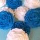 Fondant edible sugar mini roses White Navy blue Gumpaste flowers Wedding Bridal shower Cupcake topper Cake Baby boy shower Christening favor