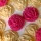 Fondant edible sugar mini roses set 24 Gold and Burgundy Gumpaste flowers Wedding Bridal shower Cupcake topper Cake Baby shower Christening