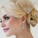 Bridal Fascinator, Peacock Feather, Champagne, Light Gold, Feather Headpiece - STELLA