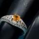 Yellow Sapphire Antique Filigree  Ring with Heart Motif