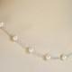 Cream Swarovski Pearl Tin Cup Necklace, Delicate Bridal Necklaces, Pearl Necklace Floating Pearls Necklace, Weddings