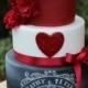 Red And Chalkboard Wedding Cake