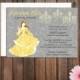 Bridal Shower Invitation - Belle Princess Silhouette with Chandeliers and Damask - Beauty and the Beast