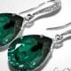 Emerald Crystal Earrings, Sterling Silver CZ Green Earrings, Swarovski Emerald, Green Rhinestone Earrings, Emerald Dangle Earrings