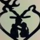 Acrylic, Rustic, Country Heart Silhouette Couple Buck and Doe Reversible  Deer Wedding Cake Topper.
