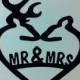 Silhouette Mr and Mrs Deer Wedding Topper, Country Heart Mr & Mrs Doe and Buck Deer Wedding Cake Topper. MADE In USA…..Ships from USA