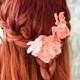 Bridal flower clips, salmon pink floral pins, flower hair pins, flower wedding accessory, hair flowers, bridal hair clip set, hair accesory