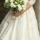 H1558 1950s Retro tea length ivory lace sleeved wedding dress