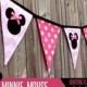 Minnie Mouse With Bows Polka Dot & Chevron Fabric Pennant Bunting Banner - Great For Party Decor, Nursery, Playroom, Photo Prop