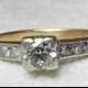 Engagement Ring 1920's Old European Cut Diamond 0.40 cttw Vintage Engagement Ring 14k white and yellow gold