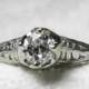 Engagement Ring Art Deco Style 0.28 Carat Old European Cut Diamond 14k White Gold