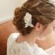 Wedding lace hair pin, ivory lace hair comb, bridal hair clip, wedding hairpin - style 116
