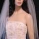 40 inch 2 tier fintertip veil, bridal veil, wedding veil with blusher, fine, soft bridal illusion tulle, classic, plain, simple elegant