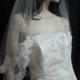 2 tier 40 inchx30 inch (blusher) finger tip/waist length, 4 inch French Alencon lace wedding veil bridal veil-  in white light ivoryIivory