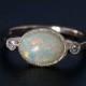 Rose Gold Australian Opal Engagement Ring - Colourful Opal Ring - White Sapphires