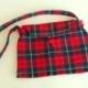 Tartan Wool Purse - Scotland Kilt - Hand Made - Plaid - Red Navy - Celtic - Romantic - Shoulder Bag - Recycled - UNIQUE - OOAK