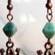 Dangle Frog Earrings, Copper Tone Earrings with Turquoise Glass Beads, Summer Earrings