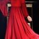 Summer Red Chiffon Trumpet Sleeves Medieval Inspired Dress