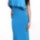 Turquoise Evening Maxi Dress Bodycon Dress Open Shoulders Bridesmaid Dress Floor Length Sexy Blue Dress With Ruffles.