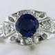 Vintage Antique 1.10ct Sapphire & Diamond Platinum Art Deco Engagement Ring