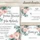 Succulent Wedding Invitation, Succulent And Peony Wedding Set, Boho Floral Wedding Invitation, Pink And Green Invitation Suite, Rustic