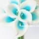 JennysFlowerShop Latex Real Touch 15" Artificial Calla Lily 10 Stems Flower Bouquet for Home/ Wedding Blue