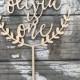 One Cake Topper with Custom Name and Half Wreath 