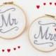 Mr. and Mrs. Wedding signs, wedding chair signs, Wedding photo prop, Wedding sweetheart table decor, newlywed gift, customize embroidery