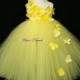 Yellow flower girl dress/ Junior bridesmaids dress(WHITE/ IVORY/ PINK/ Aqua many colors available)