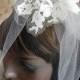 Tulle Birdcage Veil with Vintage Lace Overlay Ivory Ready To Ship