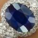 AGL 3.54ct Antique Vintage Art Deco NO HEAT Blue Sapphire Diamond Three Stone Engagement Wedding Platinum Ring