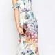 ASOS WEDDING Bardot Fishtail Maxi In Floral Print