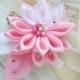Kanzashi  Pink Water Lily  Fabric Flower Hair Clip