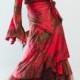 Red silk wrapdress with silk and tuille crinoline momosoho/custom piece